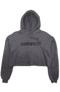 Original trademark and lettering “GODMONEY” AUTHENTICATED CROP FLEECE HOODIE