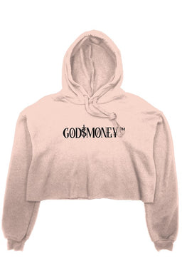 Original trademark and lettering “GODMONEY” AUTHENTICATED CROP FLEECE HOODIE