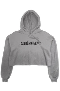 Original trademark and lettering “GODMONEY” AUTHENTICATED CROP FLEECE HOODIE