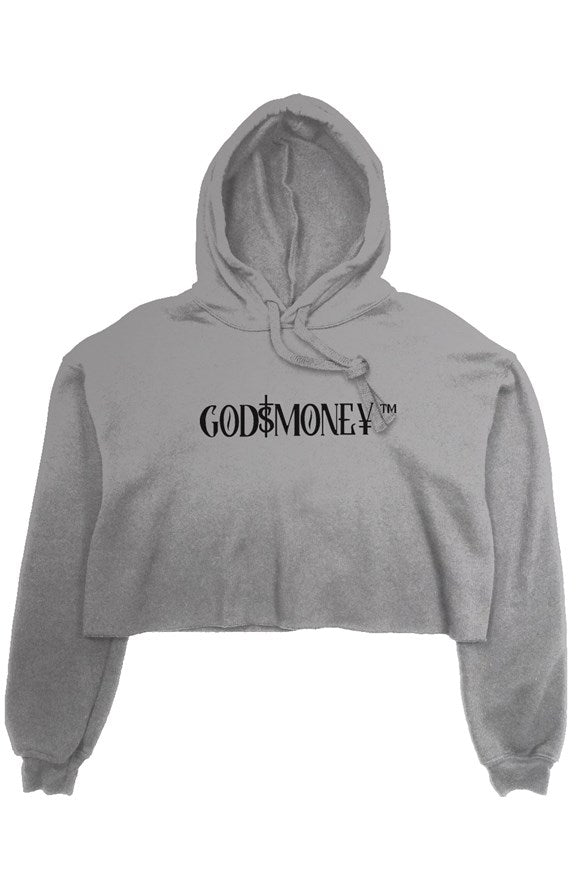 Original trademark and lettering “GODMONEY” AUTHENTICATED CROP FLEECE HOODIE